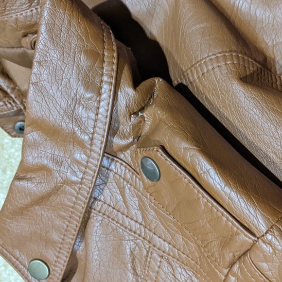 neu look Brown Faux Leather Cropped Jacket - Picture 5 of 9